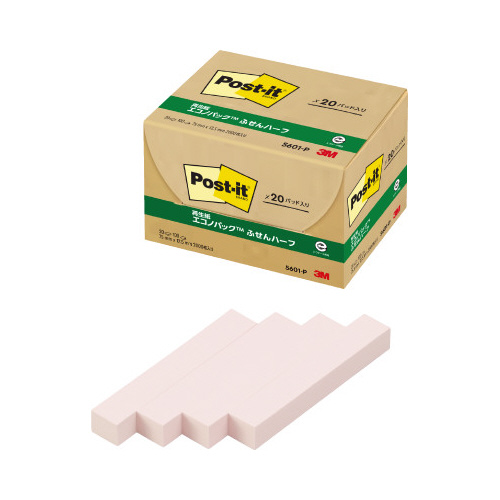 ポストイット　再生紙ふせん７５×１２．５　桃２０冊画像