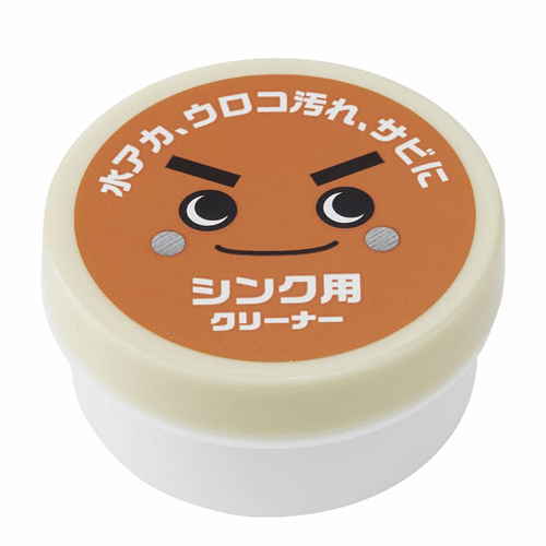 研磨クリーム　激落ちくん　シンク用　クリーナー　クエン酸　水垢 容器の側面が見える状態で、説明文が印刷されたパッケージ。