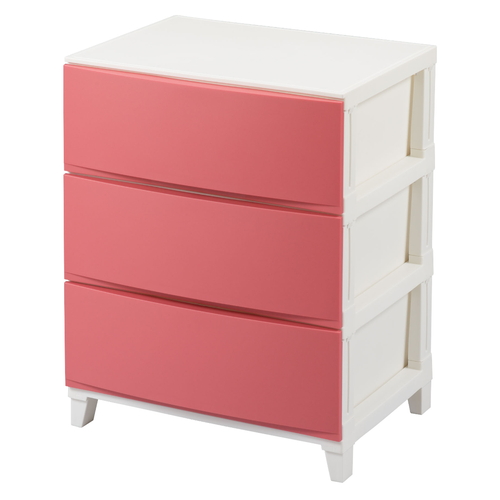 チェスト 3段 幅54×奥行42×高さ68cm ルームスシェード サンドピンク画像