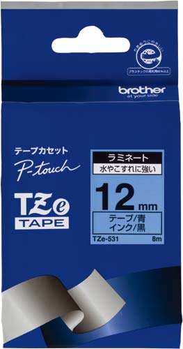 ピータッチ　ラミネート青色テープ12mm黒文字×5画像