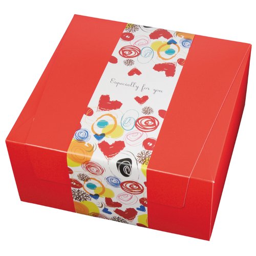 ギフト箱 パケットクルールM 赤/黒 ヤマニパッケージ パッケージの上面が赤と黒のストライプ模様で彩られている状態