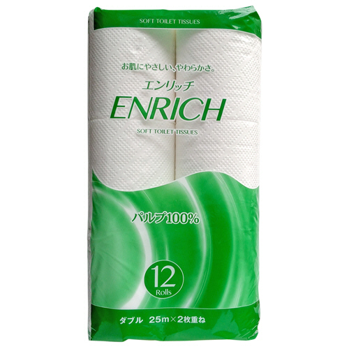 ｴﾝﾘｯﾁ ﾄｲﾚｯﾄﾛｰﾙ ﾀﾞﾌﾞﾙ 25m 1ｾｯﾄ(72ﾛｰﾙ:12ﾛｰﾙ×6ﾊﾟｯｸ)画像