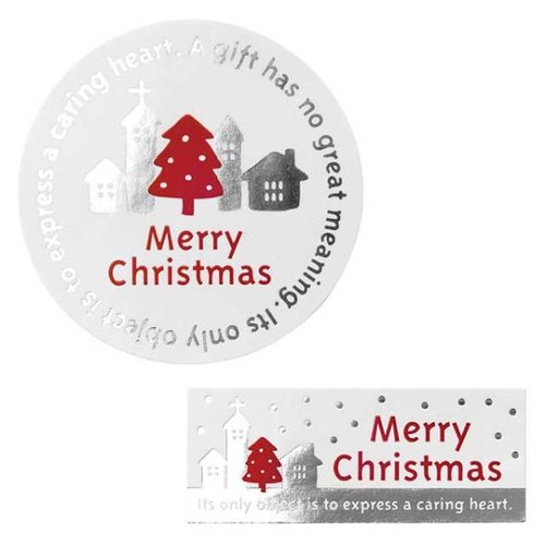 クリスマススノータウン シール-2(100枚) ヘッズ カラフルなクリスマスのデザインが施されたシールが封入された様子