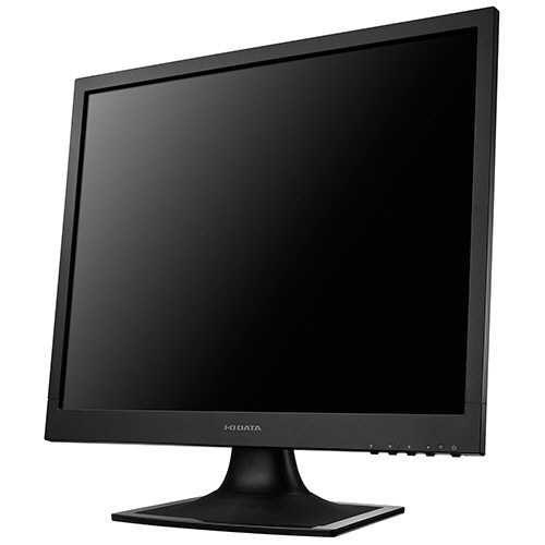 19型スクエア液晶ディスプレイ ブラック 5年保証 1台 鮮やかな黒色のフレームとスタイリッシュなデザインが正面から映る状態