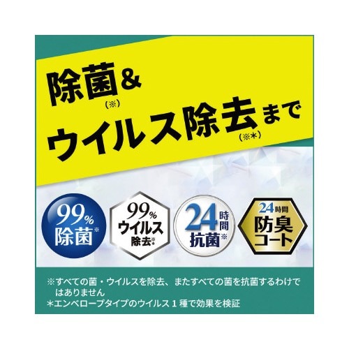 トイレクイックルストロングハーブ替24枚 パッケージの側面に鮮やかなデザインが施された状態
