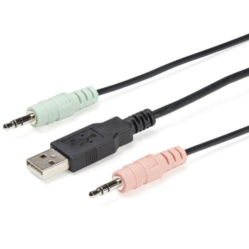 2ポート　ケーブル一体型　USB　DisplayPort対応KVMスイッチ　4K/60Hz対応　ブラック　1個 製品本体が正面から見える状態で、ケーブルが一体化している様子