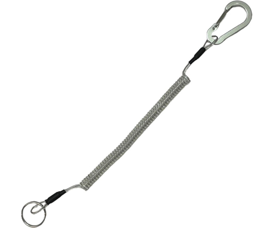 落下防止ストラップ カラビナ+カールコード （ステンレスワイヤー入り） クリアー 280mm