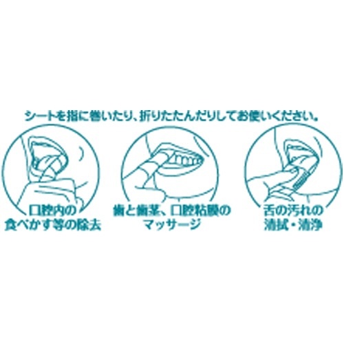 口腔清拭シート　リフレケアW　小さめサイズ　1パック(80枚) パッケージの上面が見える状態で、シートの取り出し口が確認できる