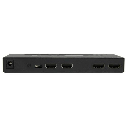2入力2出力対応　HDMIディスプレイ切替器セレクター　ブラック　1台 正面から撮影された、滑らかな質感の黒いデバイス。