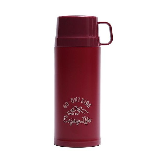 水筒 キャプテンスタッグ マグボトル 直飲み コップ付き 2WAY ステンレスボトル モンテ 600ml レッド画像