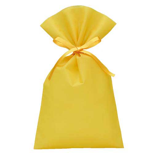 ソフトバッグベーシック2穴リボン巾着 S4 薄 イエロー画像