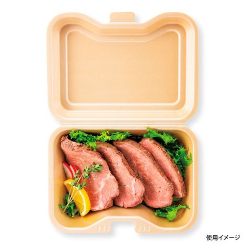 弁当容器 VK-610 キャメル シーピー化成 透明な容器に満たされたカラフルなおかずが盛られている状態