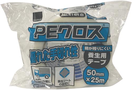 ＰＥクロス養生用ＮＯ．４１４Ｒ　白　５０ｍｍ幅画像