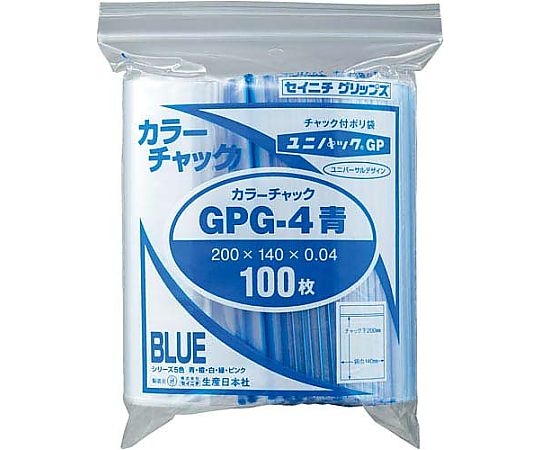 ユニパックカラーチャック青B6 100枚入画像