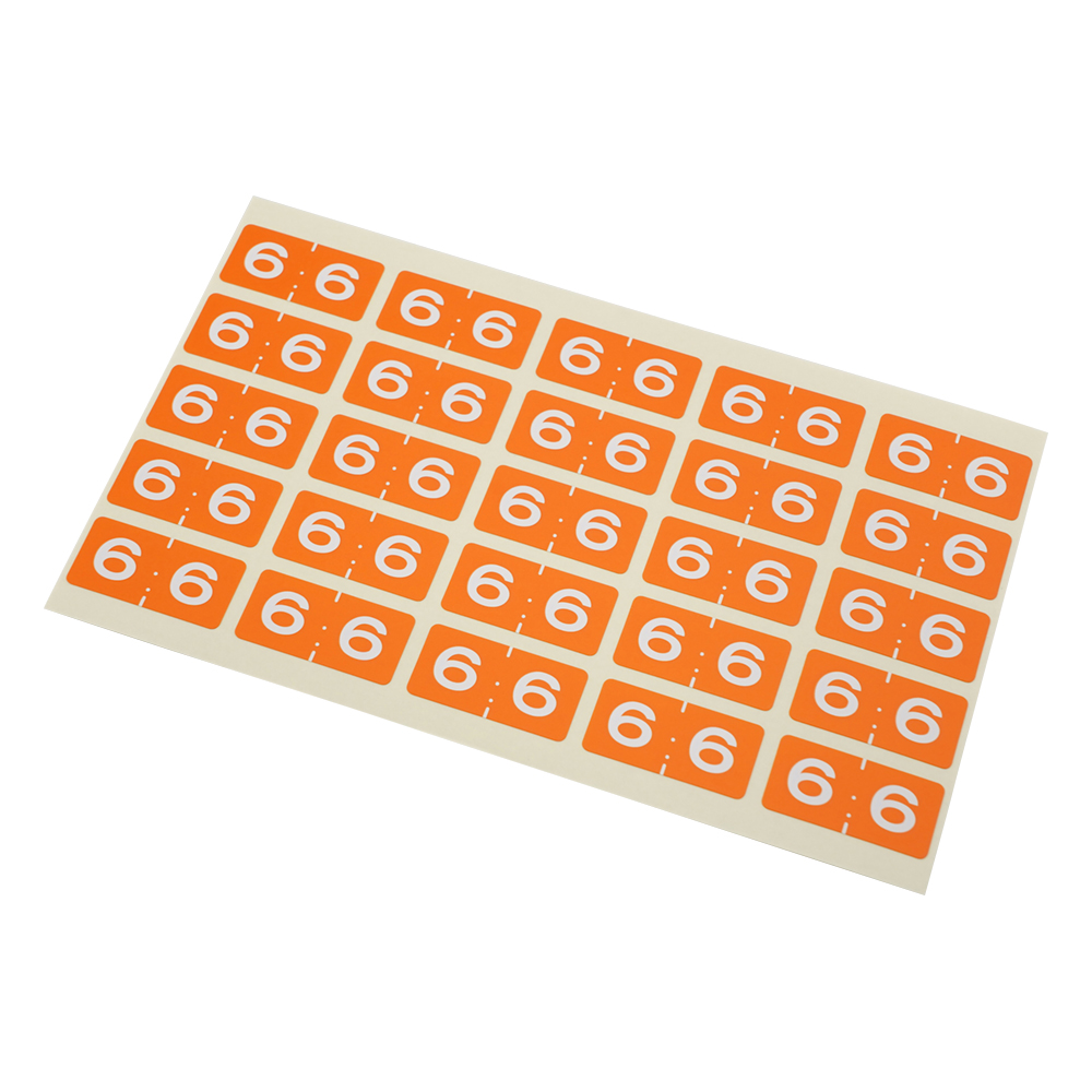 カラーナンバーラベル 15×30mm（6） 1袋（25片×10枚入）