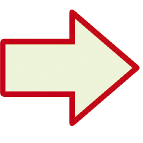 蓄光矢印ｽﾃｯｶｰ(赤枠) 100×120mm 合成樹脂 1枚画像