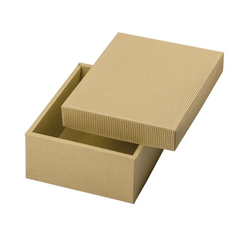 ギフト箱 ナチュラルBOX23号ヒモ無 ヤマニパッケージ ナチュラルな素材感が感じられる側面の状態