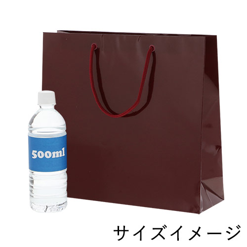 ツヤありPP加工！エンジ色で持ち手紐付きの高級ギフトバッグ