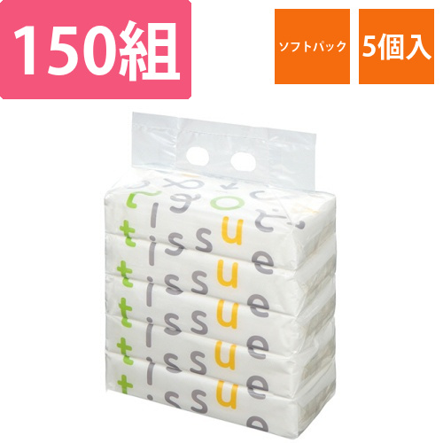 ソフトパックティッシュ　Funny　Line　150組/個　1パック(5個)画像