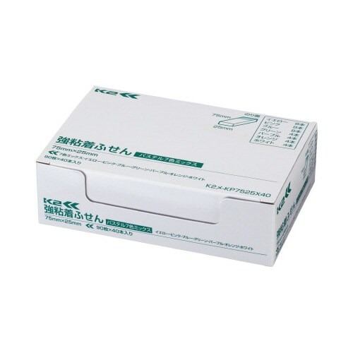 強粘着ふせん　Ｋ２　７５×２５　パステル混色４０冊画像