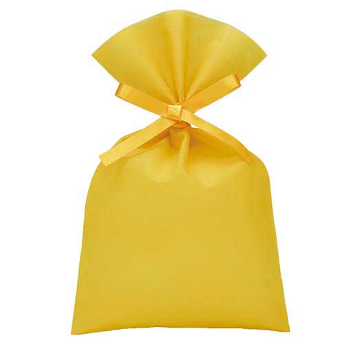 ソフトバッグベーシック2穴リボン巾着 S3 薄 イエロー画像