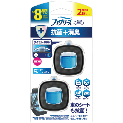 ﾌｧﾌﾞﾘｰｽﾞ ｸﾙﾏ ｲｰｼﾞｰｸﾘｯﾌﾟ 抗菌+消臭 ｸﾘｰﾝ･ﾌﾞﾙｰ･ｼｬﾎﾞﾝ 2.5mL 1ﾊﾟｯｸ(2個)