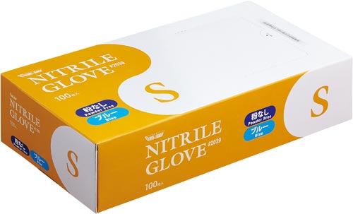 ニトリル手袋＃２０３９　粉無青Ｓ　青１００枚×２０画像