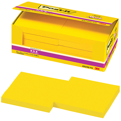 ﾎﾟｽﾄ･ｲｯﾄ ｴｺﾉﾊﾟｯｸ 強粘着ﾉｰﾄ 75×75mm ﾋﾞﾋﾞｯﾄｲｴﾛｰ 1ﾊﾟｯｸ(10冊)画像