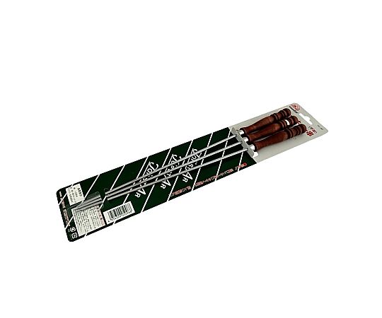 木柄平型バーベキュー串（三本組）（クロームメッキ）画像