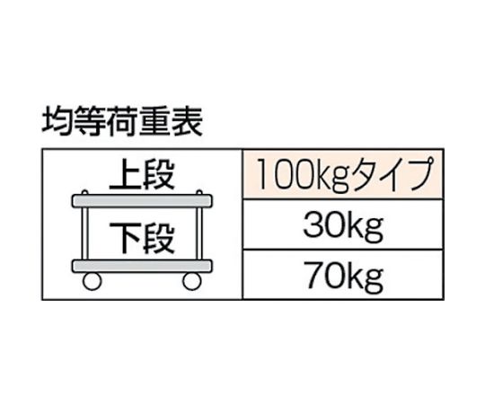 樹脂製台車　ルートバン2段式　500X370 堅牢な樹脂製で、2段の収納スペースを持つ台車が正面から見える状態
