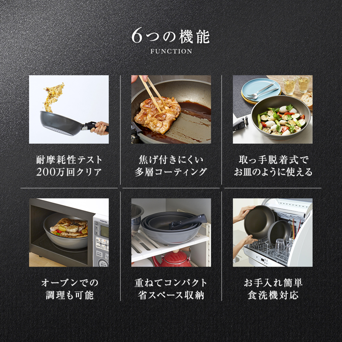 フライパン　20cm　IH対応　着脱ハンドル式　チタンシェフ 持ち手が取り外された状態のフライパンが真上から見える様子