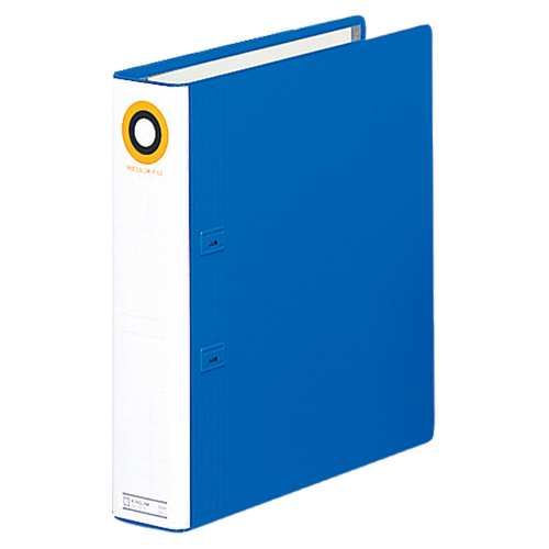 ﾌﾟﾚｽﾛｯｸﾌｧｲﾙ A4ﾀﾃ 2穴 ｵﾚﾌｨﾝ貼表紙 500枚収容 背幅70mm 青 1ｾｯﾄ(10冊)画像