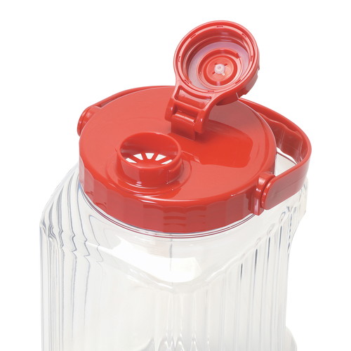 果実酒びん　3L　プラスチック　軽くて割れにくい果実酒びん 透明なプラスチック製の果実酒びんが横に倒れている状態