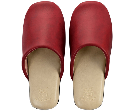 お手入れ簡単 拭ける 耐薬品スリッパ バイカラー Mサイズ（約22.5～24cm）レッド画像