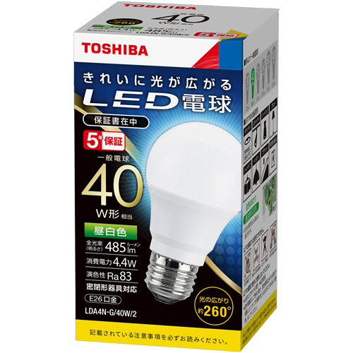 LED電球 一般電球形 E26口金 4.4W 昼白色 1個画像