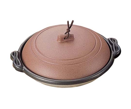 アルミ 庵陶板鍋 素焼き茶 18cm 浅型 M10-465
