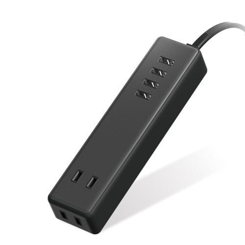 電源タップ　ＡＣ×２　ＵＳＢＡ×４　ブラック画像