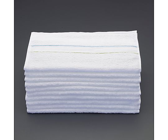 340x 900mm/280匁 タオル(ソフト/10枚) 白いタオルが柔らかく重なり合い、清潔感のあるパッケージに収められている様子