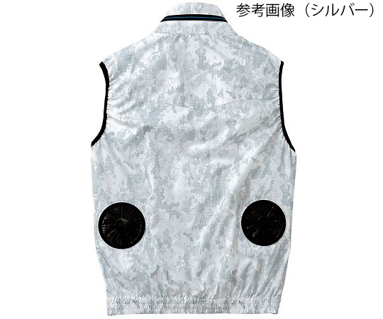 スプリットファスナーが際立つ空調服ベスト　LL スプリットファスナーが目立つ背面が写った状況