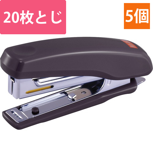 高機能コンパクトホッチキス　20枚とじ　ダークグレー　1セット(5個)画像