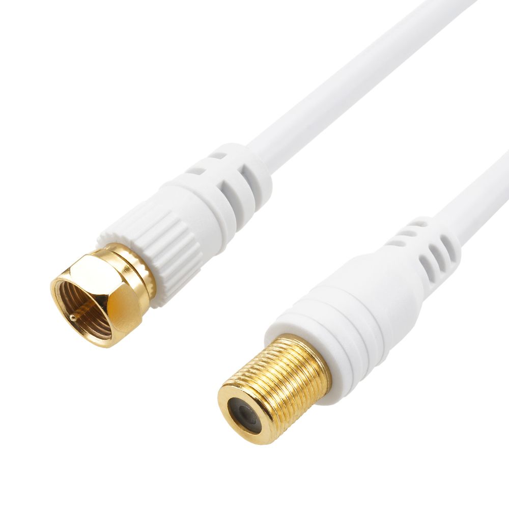 アンテナ延長ケーブル 1m ホワイト F型接栓メス/ネジ式コネクタ