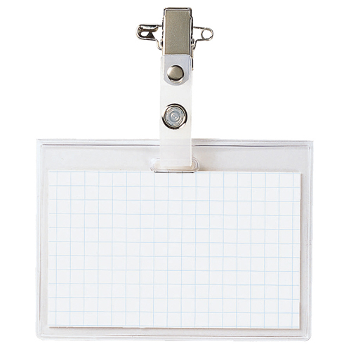 ﾀｯｸﾞ名札(ｿﾌﾄｹｰｽ･脱落防止ﾀｲﾌﾟ) 名刺･ID用 360度回転ｸﾘｯﾌﾟ ﾖｺ 1ｾｯﾄ(50個)画像