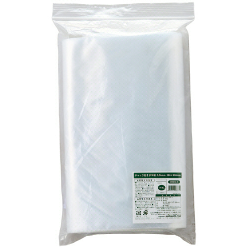ﾁｬｯｸ付ﾎﾟﾘ袋 0.04×280×400mm 1ｾｯﾄ(1200枚:100枚×12ﾊﾟｯｸ)画像