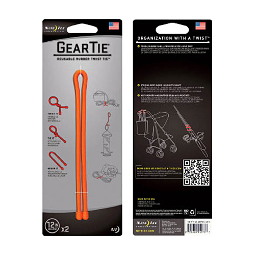 NiteIze ｷﾞｱｰﾀｲ 12ｲﾝﾁ ｵﾚﾝｼﾞ 1箱(2個)画像