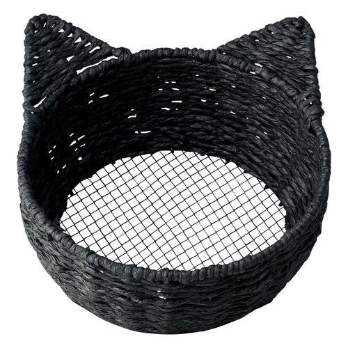 小物入れ　ねこかご　M　ペーパー　直径20×高さ8cm　ブラック画像