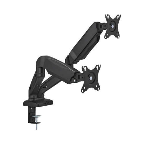 液晶モニターアーム　ガススプリング横２画面ＢＫ