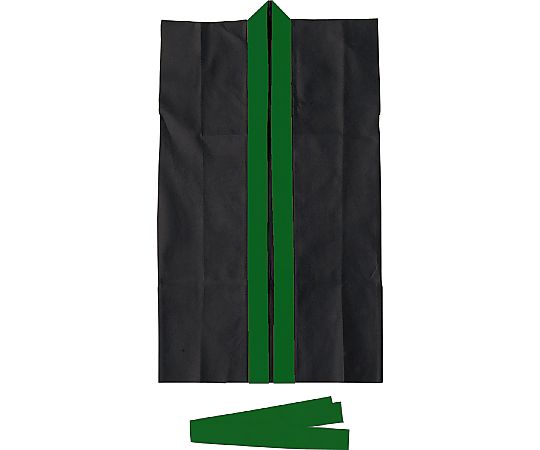 ロングハッピ不織布　黒（緑襟）S（ハチマキ付）画像