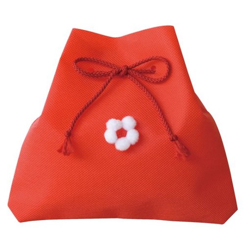 袋 和風オ花付バッグ レッド-S(10枚) ヘッズ画像