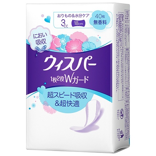 ウィスパー1枚2役Wガード　無香料　3cc　1パック(40枚)画像