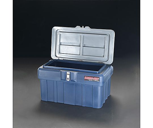 925x615x530mm 収納ケース(樹脂製) 白色の樹脂製収納ケースが正面から見える状態で、蓋が開いたままの様子。